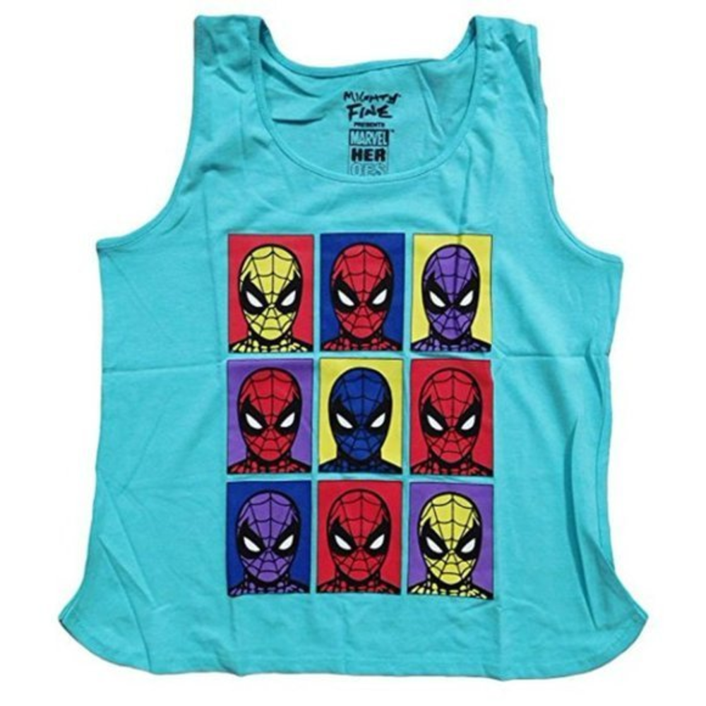 Marvel Comics Spiderman Women's Juniors Loose Crop Sleeveless Top‎ Mint Green